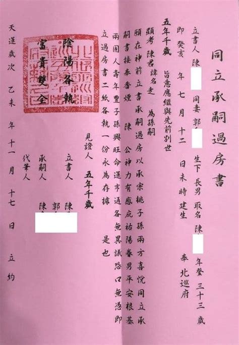 倒房牌位寫法|倒房─過房書的寫法 